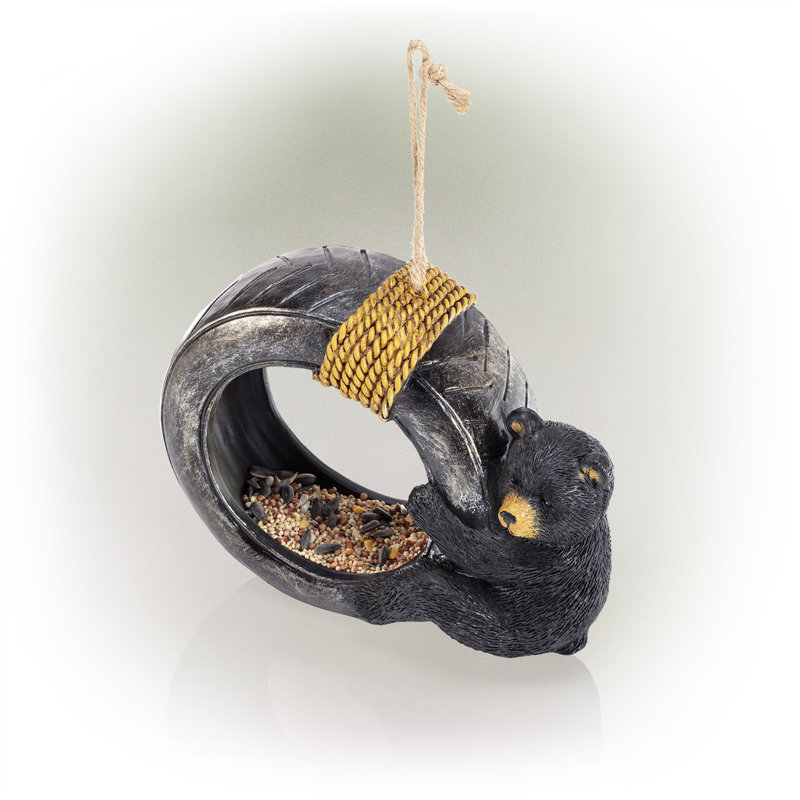 Loon Peak® Shoup Bear Swinging on Tire Decorative Bird Feeder & Reviews